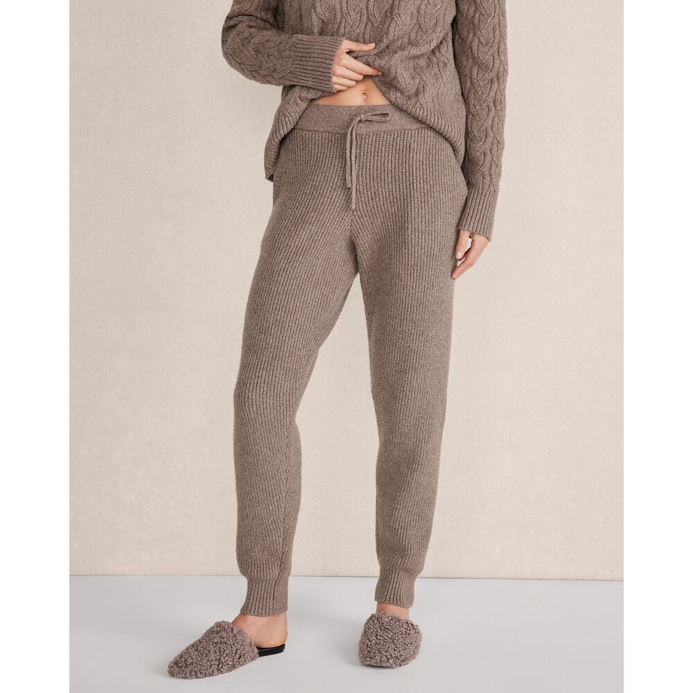 Haven Well Within Organic Cotton Blend Ribbed Joggers - Tan - Small
